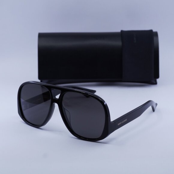 Saint Laurent SL652/F SOLACE 001 Aviator Sunglasses - Shiny Black - Picture 1 of 9